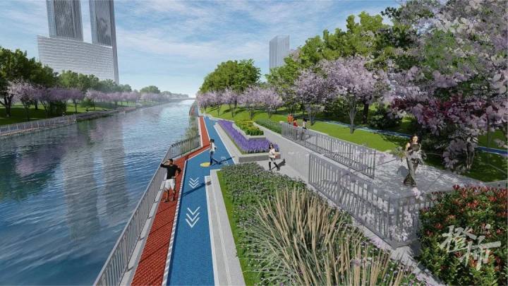 和常见的公园不同这个公园是长条形的杭州金钥匙公园5月底建成