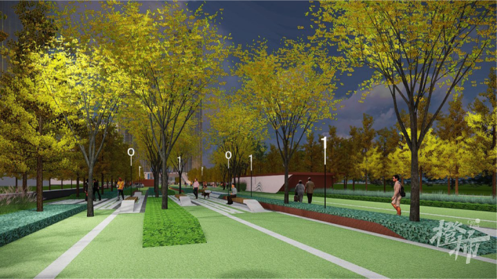 和常见的公园不同这个公园是长条形的杭州金钥匙公园5月底建成